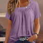 Damski nieformalny okrągły dekolt w jednolitym kolorze guzik z krótkim rękawem Top T-Shirt