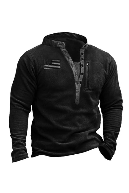 Męska bluza z polaru ciepła z dekoltem w szpic