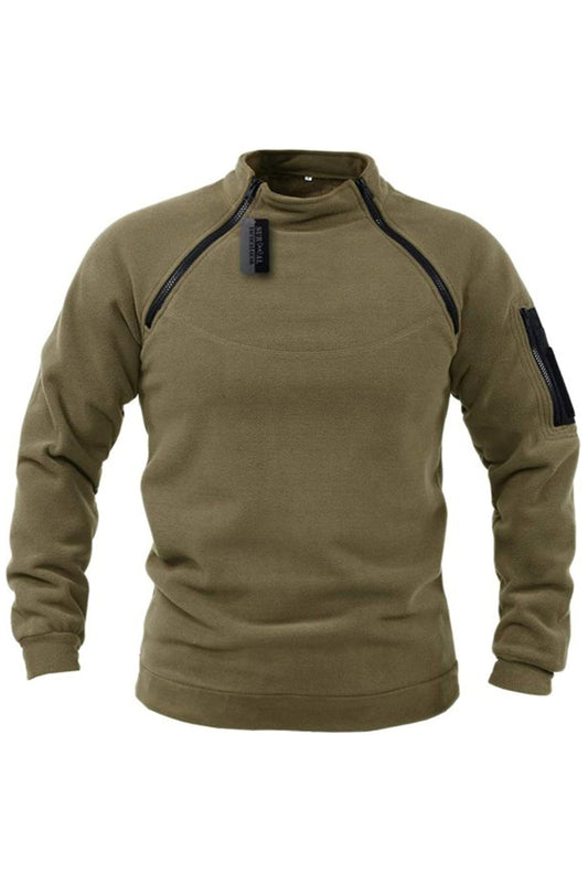 Męska luźna jednolita kolorowa grubiąca, ciepła, oddychająca bluza z kołnierzem