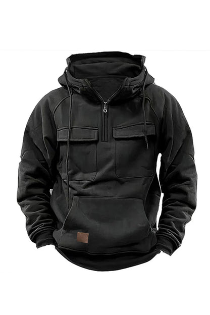 Męski sportowy sweter skórzany z wieloma kieszeniami