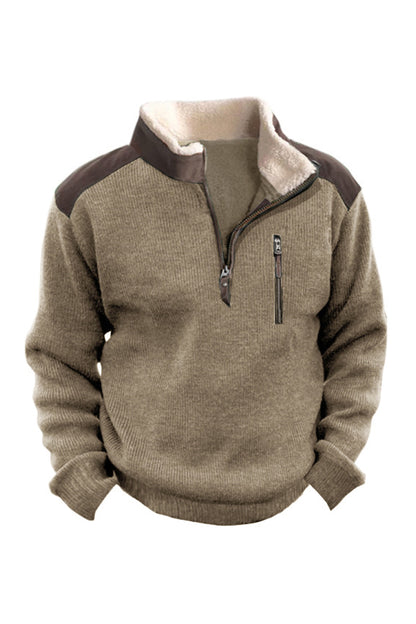 Męskie Retro Outdoor Casual Sweter Zip