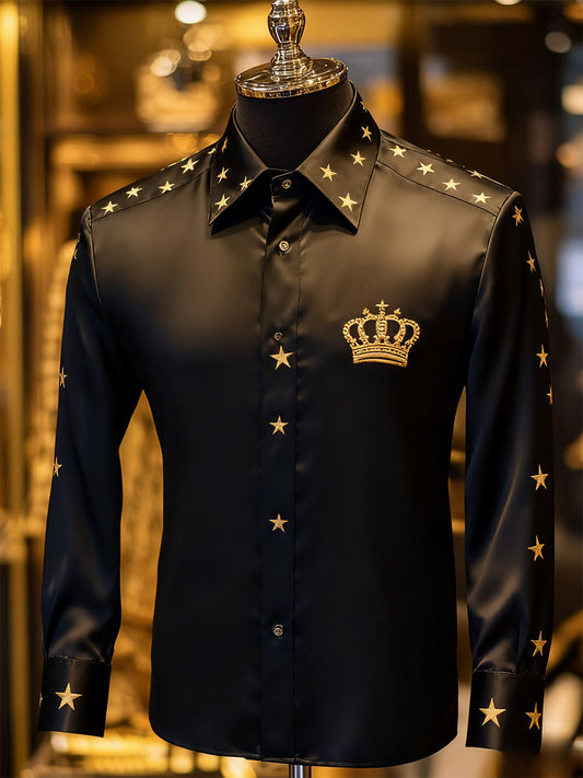 Męska biznesowa luksusowa koszula z długim rękawem w stylu biznesowym