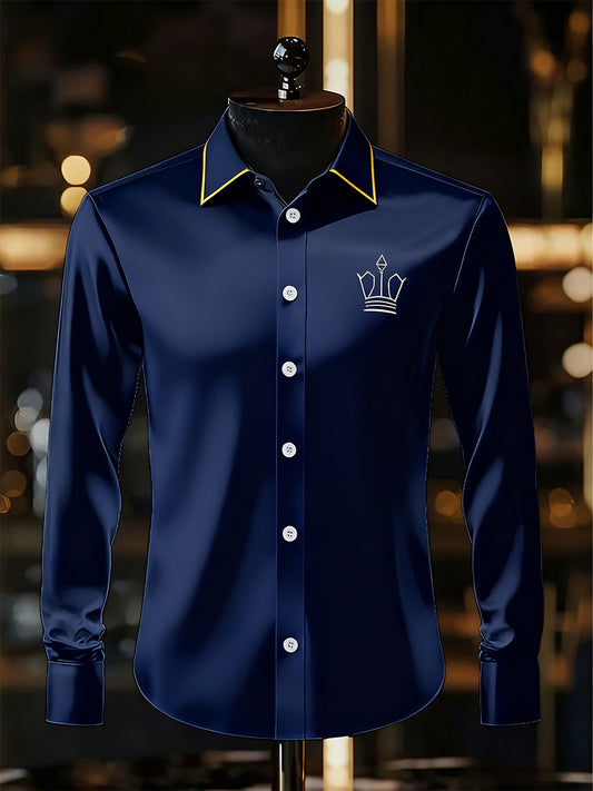 Męska biznesowa luksusowa koszula z długim rękawem w stylu biznesowym