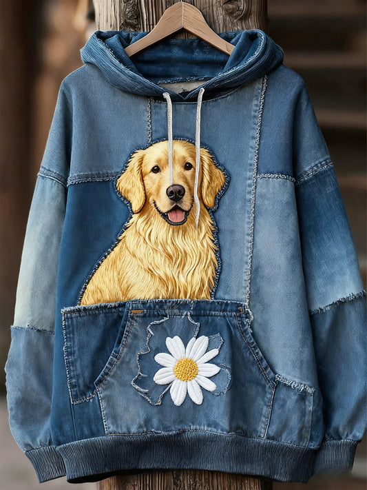 Unisex Animal Art Print Casual Vintage Bluza z kapturem