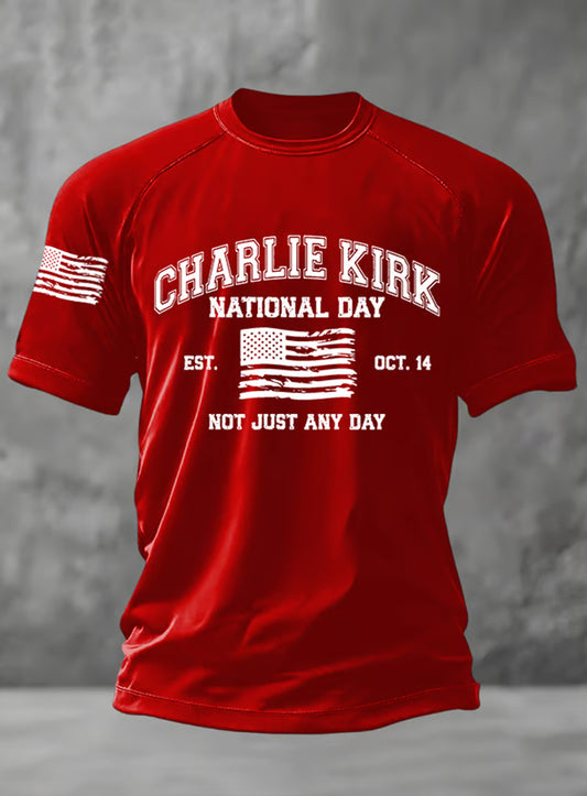 Męskie Vintage Freedom American Casual Pamiątkowy krótki rękaw