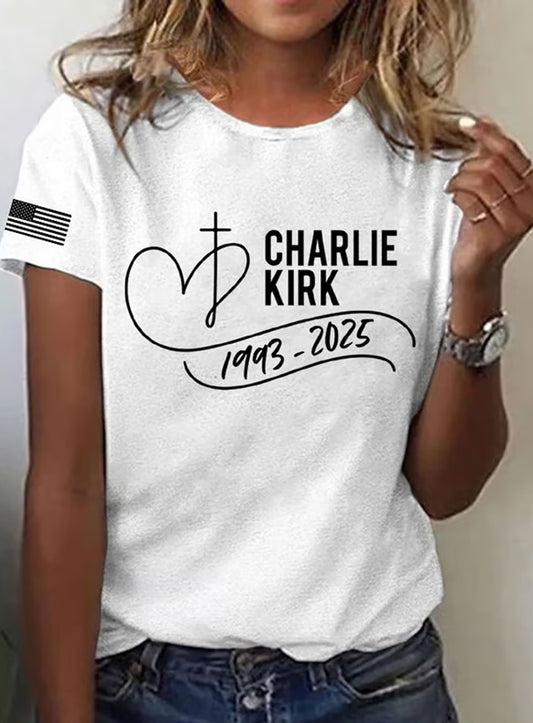 Damskie Vintage Freedom American Casual Pamiątkowy krótki rękaw