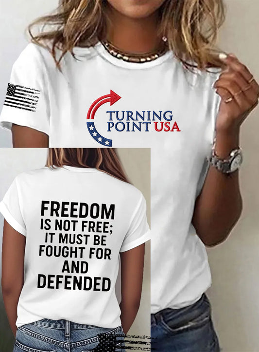 Damskie Vintage Freedom American Casual Pamiątkowy krótki rękaw