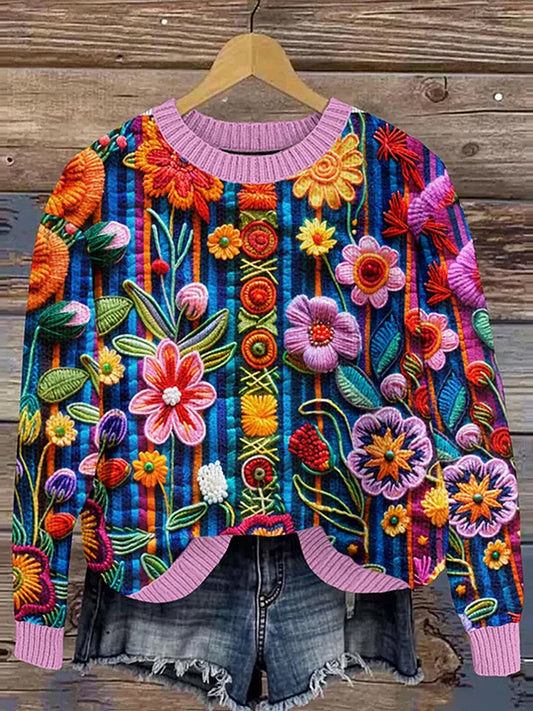 Vintage Mexican Day Of The Dead Art Print Casual I Wygodny Sweter