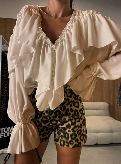 Damska koszula z długim rękawem w jednolitym kolorze