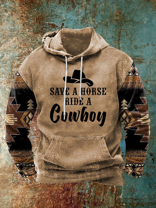 Męska koszulka z kapturem w stylu retro Western Print