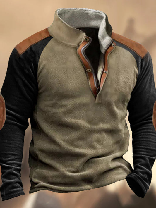 Męska bluza polarowa z polarnym blokiem Henry Stand Collar Cross-Border Casual