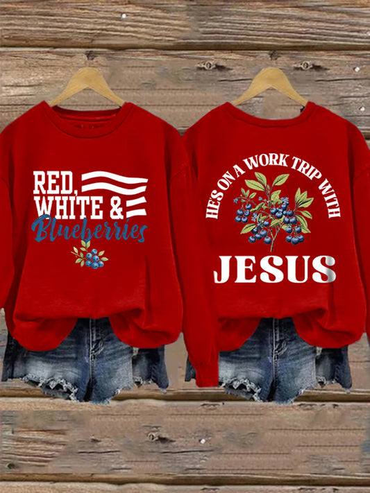 Damska swobodna bluza z nadrukiem amerykańskiej flagi „ Wolność nie jest darmowa”