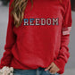 Damska swobodna bluza z nadrukiem amerykańskiej flagi „ Wolność nie jest darmowa”