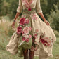 Damska sukienka midi w kwiaty w stylu vintage