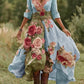 Damska sukienka midi w kwiaty w stylu vintage
