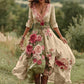 Damska sukienka midi w kwiaty w stylu vintage