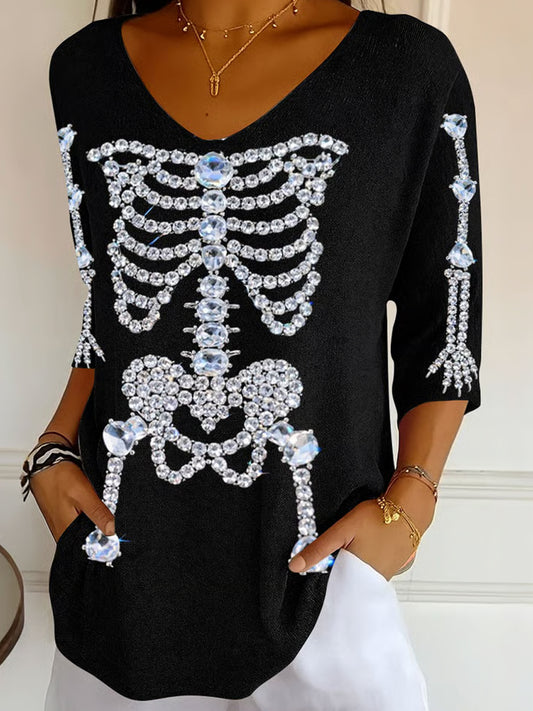 Damski retro szkielet wygodny swobodny top