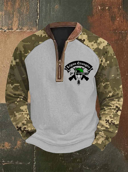 Vintage Légion Étrangère Imprimé Bluzy z kapturem