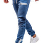 Męska moda sportowa Dżinsowe matowe szyby z zamkiem błyskawicznym Elastyczne dżinsy ze sznurkiem na co dzień
