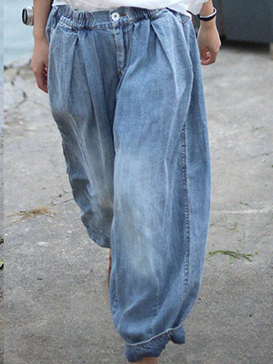 Damskie jeansowe spodnie Bloomer w stylu retro