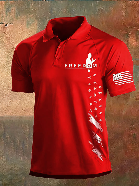 Męska koszulka polo z krótkim rękawem Charlie Kirk „ Wolność nie jest za darmo ”w amerykańskim punkcie zwrotnym
