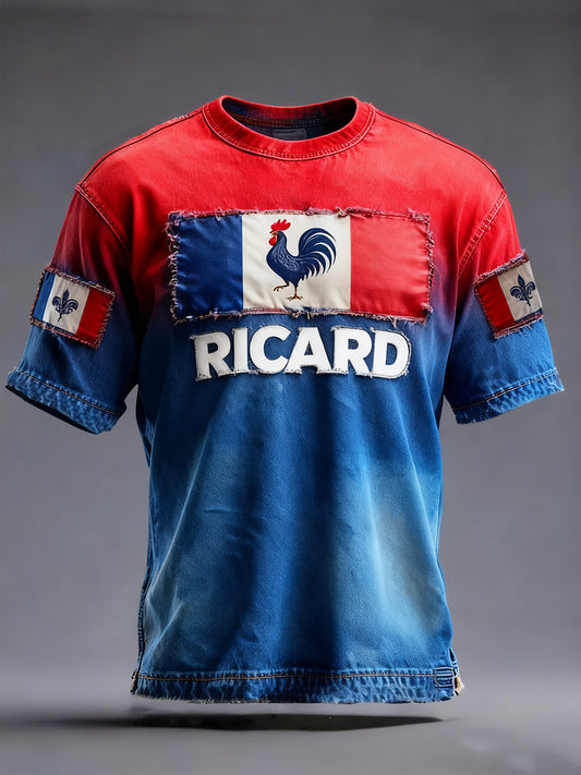 Męska francuska flaga Ricard Casual T-Shirt
