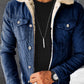 Męska sztuczna wełniana pogrubiona kurtka jeansowa