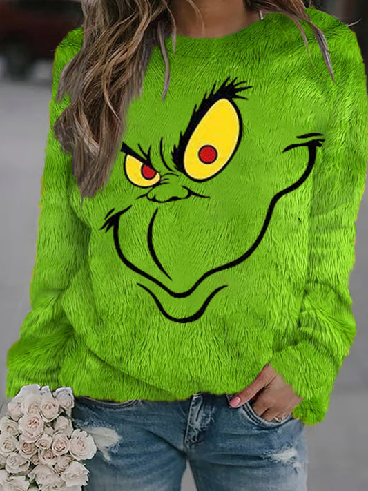 Damska retro świąteczna bluza z nadrukiem artystycznym na co dzień