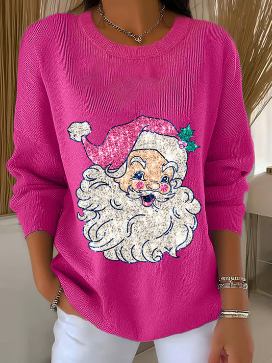 Damska retro świąteczna bluza z nadrukiem artystycznym na co dzień