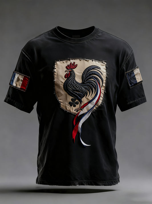 Męska Vintage francuska flaga Ricard w trudnej sytuacji Casual T-Shirt