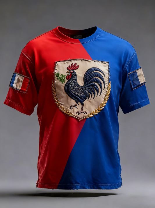 Męska Vintage francuska flaga Ricard w trudnej sytuacji Casual T-Shirt