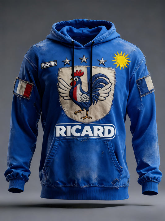 Męska klasyczna francuska flaga Ricard w trudnej sytuacji Casual Bluza z kapturem