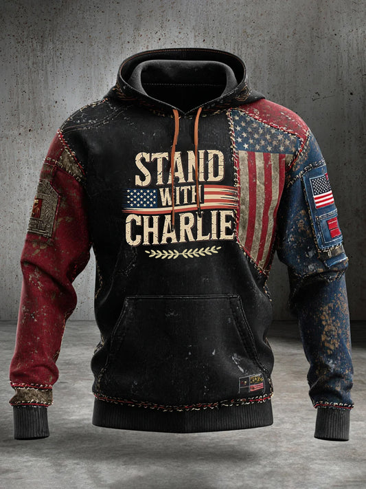 Męska bluza z długim rękawem „ Wolność nie jest darmowa ”z nadrukiem amerykańskiej flagi