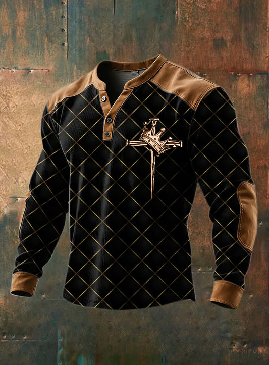 Męskie Vintage Faith Casual Henley