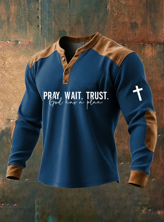 Męskie Vintage Faith Casual Henley