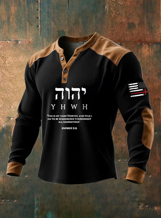 Męskie Vintage Faith Casual Henley