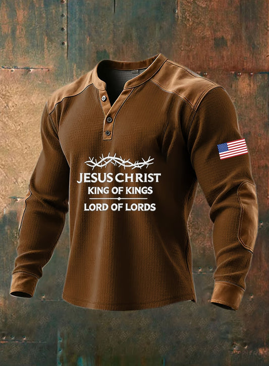 Męskie Vintage Faith Casual Henley