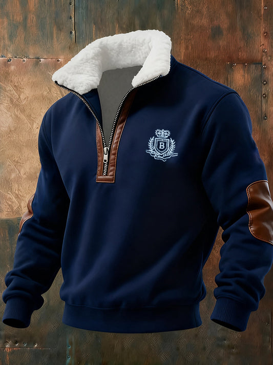 Męska koszulka retro biznesowa na co dzień z grubią bluzą