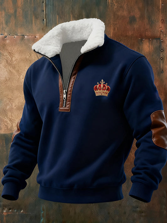 Męska koszulka retro biznesowa na co dzień z grubią bluzą