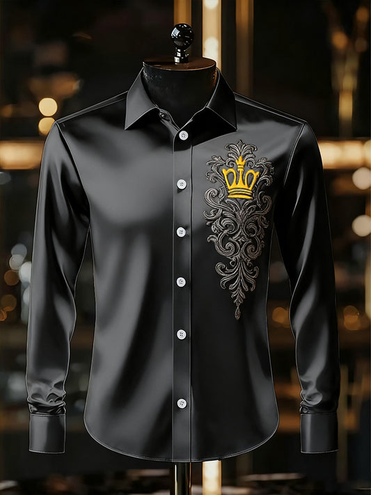 Męska biznesowa luksusowa koszula z długim rękawem w stylu biznesowym