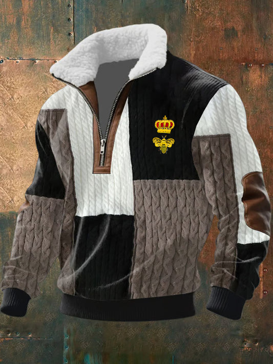 Męska retro biznesowa, na co dzień, pogrubiona bluza