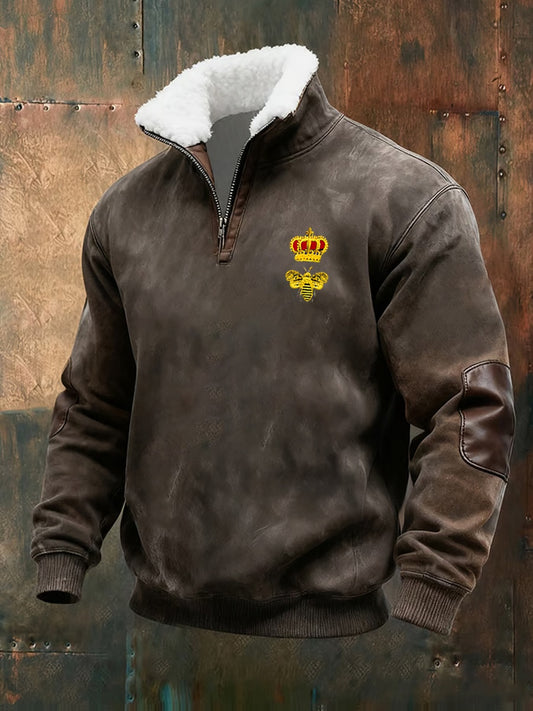 Męska koszulka retro biznesowa na co dzień z grubią bluzą