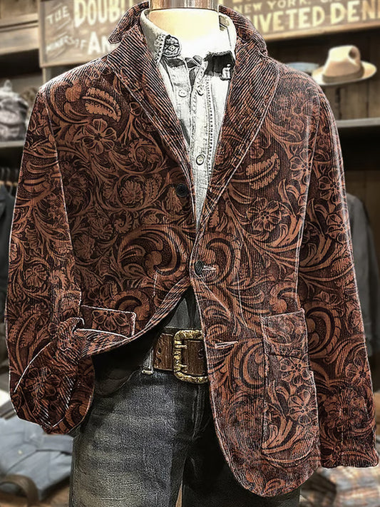 Męska kurtka w stylu retro abstrakcyjnym z nadrukiem w stylu biznesowym na co dzień