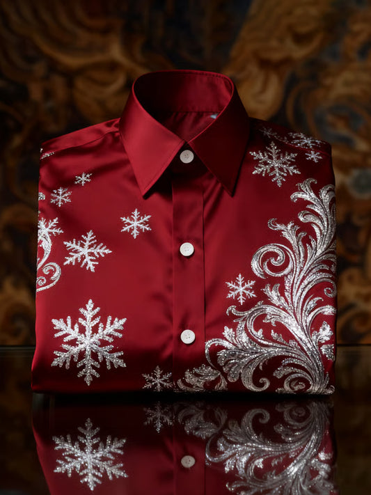 Męska koszula w stylu retro Boże Narodzenie z długim rękawem