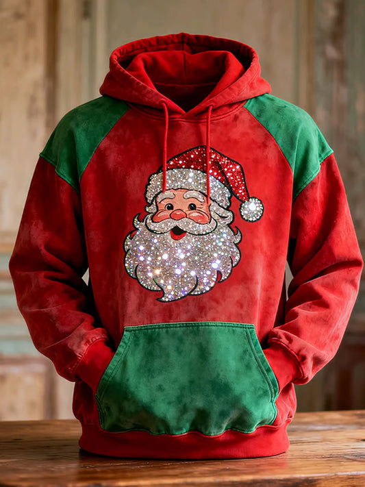 Męska retro świąteczna bluza z kapturem w stylu Art Print