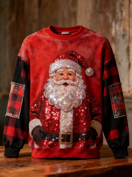 Męska świąteczna bluza w stylu retro z nadrukiem artystycznym