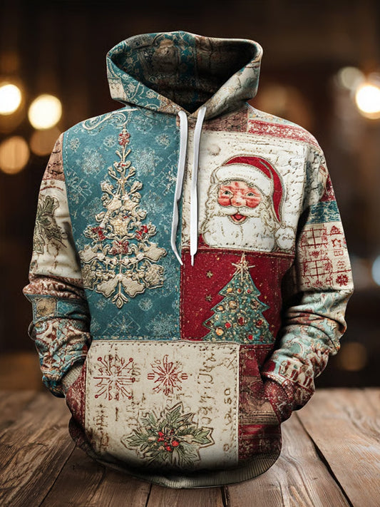 Męska świąteczna bluza z kapturem w stylu retro