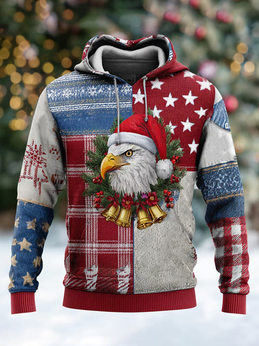 Męska świąteczna bluza z kapturem w stylu retro