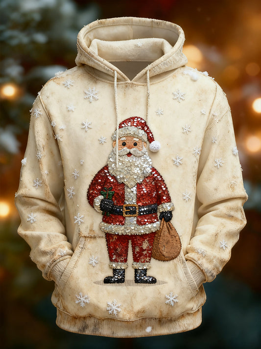 Męska świąteczna bluza z kapturem w stylu retro