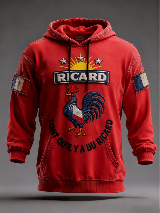 Męska francuska flaga Ricard Casual Bluza z kapturem